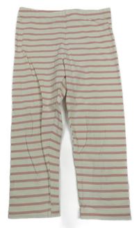 Smetanovo-růžové pruhované capri legíny H&M