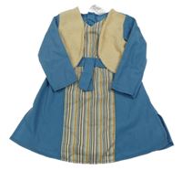 Kostým - Modro-béžová tunika s pruhy - pastýř