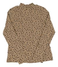 Béžovo-černé vzorované triko s rolákem H&M
