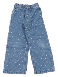 Modré wide leg rifle se srdíčky H&M