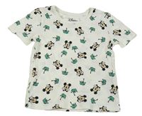Bílé tričko s Mickeym a palmami Primark
