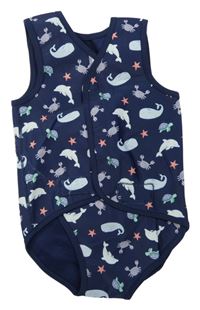 Tmavomodré neoprenové body s rybami F&F