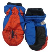 Modro-červené šusťákové zimní palcové rukavice se Spider-manem 
