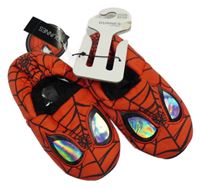 Nové - červeno-černé plyšové zateplené bačkory - Spider-man St. Bernard vel. 30-31