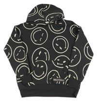 Černá mikina se smajlíky a kapsou a kapucí H&M