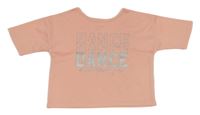 Růžové sportovní crop tričko s nápisy Ergeenomixx