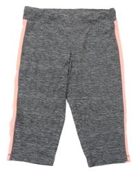 Tmavošedo-neonově oranžové sportovní capri legíny Active Touch