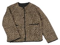 Hnědo-černá leopardí prošívaná lehce zateplená bunda New Look