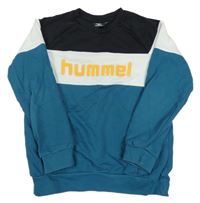 Černo-modro-bílá mikina s logem Hummel 