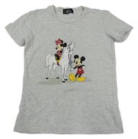 Šedé tričko s Mickeym + Minnie Disney 