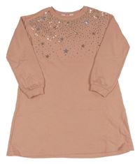 Starorůžové teplákové šaty s flitry H&M