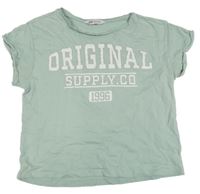 Mintové crop tričko s potiskem H&M