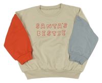 Smetanovo-červeno-světlemodrá oversize mikina s nápisem George 
