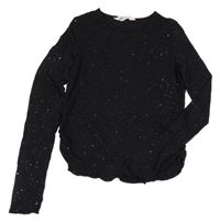 Černé třpytivé crop triko H&M