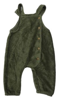 Khaki žebrované sametové laclové tepláky Topomini