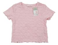 Nové - růžové mačkané crop tričko Primark