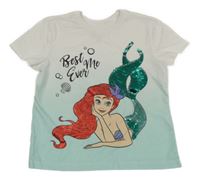 Bílo-tyrkysové ombré tričko s Ariel Sinsay