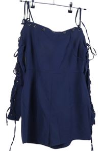 Dámský tmavomodrý letní overal se šněrováním MissGuided 