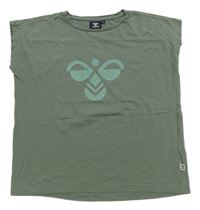 Khaki tričko s logem Hummel 