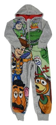 Šedá chlupatá kombinéza s Toy Story a kapucí 