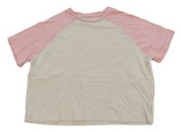 Růžovo-béžové crop tričko H&M