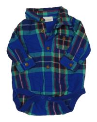 Modro-tyrkysovo-červené kostkované košilové body Next