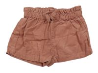Starorůžové paper bag manšestrové kraťasy s mašlí C&A