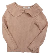 Starorůžový žebrovaný úpletový svetr s límečkem PRIMARK