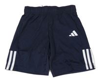 Tmavomodré sportovní funkční kraťasy s logem Adidas
