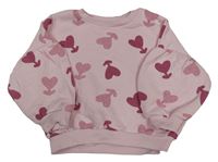 Růžová oversize mikina se srdíčky Matalan