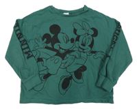 Tmavozelená lehká mikina s Mickeym a Minnie Next