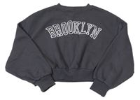 Antracitová crop mikina s nápisem Primark