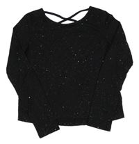 Černé třpytivé triko s křížením na zádech H&M