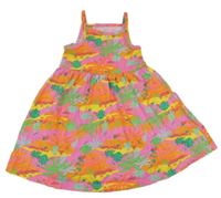 Neonově barevné bavlněné šaty s palmami Primark