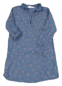 Modré květované košilové šaty H&M