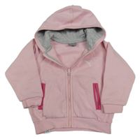 Růžová propínací mikina s logem a kapucí Puma