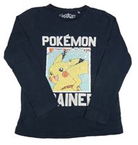Tmavomodré triko s Pokémonem z překlápěcích flitrů C&A