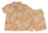 2set - Oranžovo-bílá vzorovaná košile + kraťasy Primark 