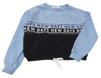 Světlemodro-černá crop oversize mikina s nápisem H&M