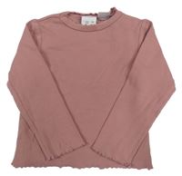 Starorůžové žebrované triko ZARA