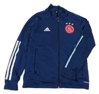 Tmavomodrá propínací fotbalová funkční mikina s výšivkou - Ajax Amsterdam Adidas