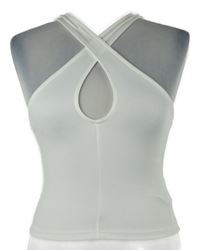 Dámský bílý žebrovaný crop top s průstřihem FB Sister 