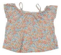 Bílé kytičkované crop tričko s volnými rameny C&A