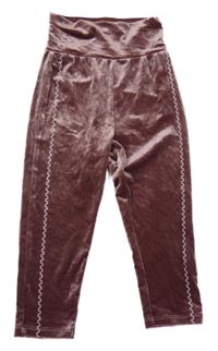 Starorůžovohnědé lesklé sametové legíny tiny one