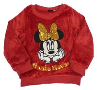 Červená plyšová mikina s Minnie 
