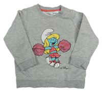 Šedá třpytivá mikina se Šmoulinkou H&M