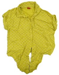 Citronová crop halenka se vzorem a zavazováním S. Oliver