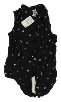 Nové - černá letní crop halenka s třešničkami C&A