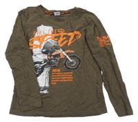 Khaki melírované triko s motorkářem Chapter Young