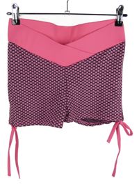 Dámské černo-růžové vzorované sportovní elastické kraťasy 